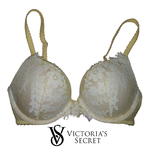 Victoria's Secret Yellow Lace Dream Angel Pushup Bra - Picture 1 of 8